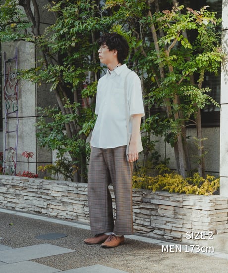 #-60 2way detachable collar short sleeve shirt (Blue)