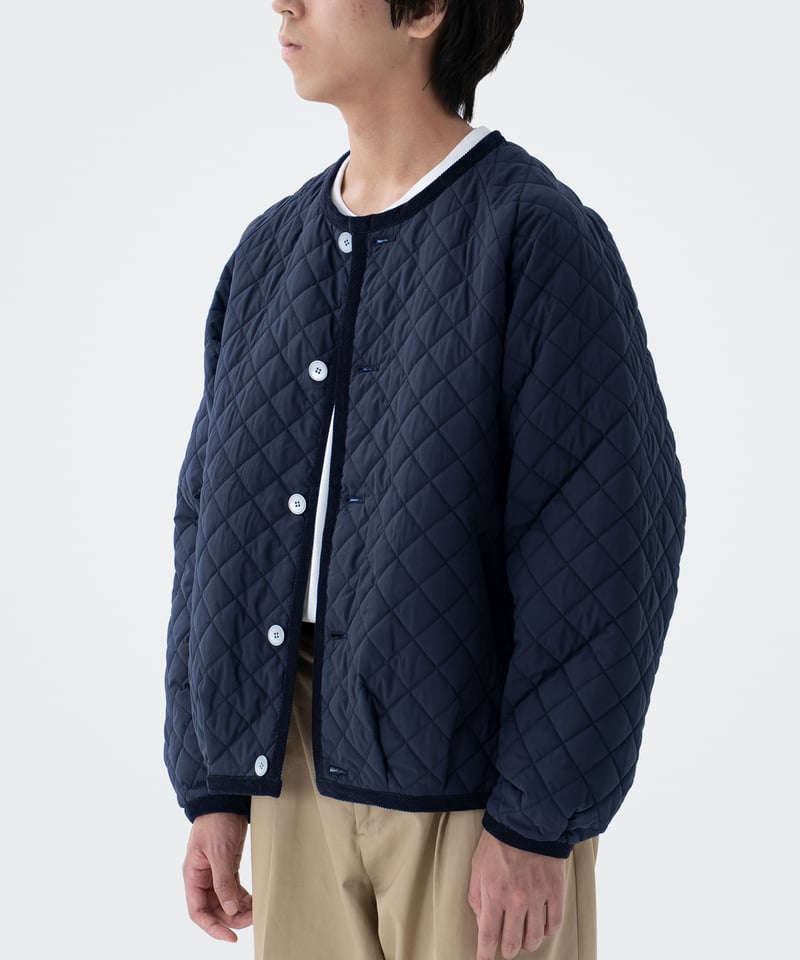 71 Diamond Quilt 2way blouson (Navy) | UNFOLK