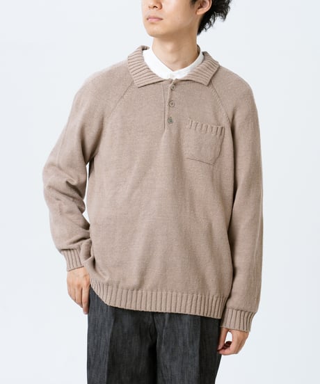 #-33 7×3G cotton knit polo (Beige)