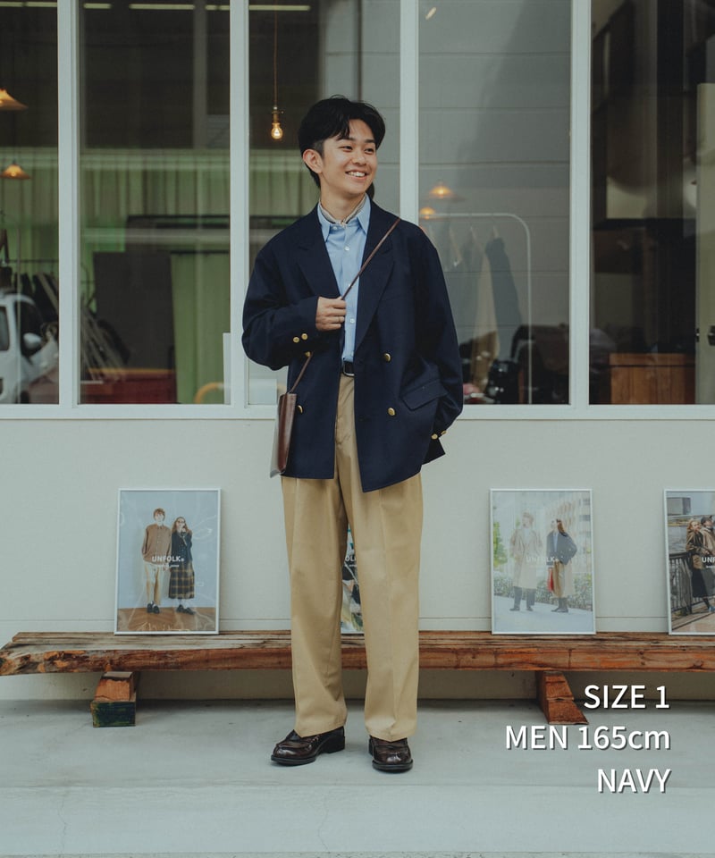 22 4B relax double blazer (Black) | UNFOLK