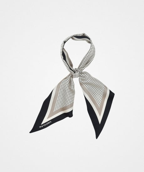 #-14 Hand print silk scarf (Black)