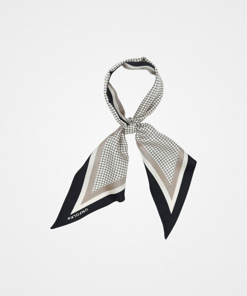 14 Hand print silk scarf (Black) | UNFOLK