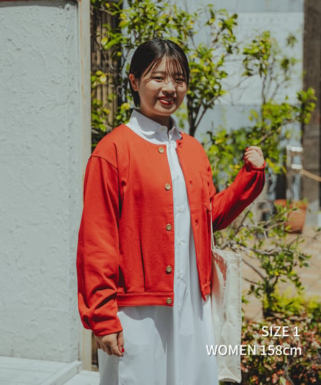 #-64 Heavy weight nocollar classic cardigan (Green)
