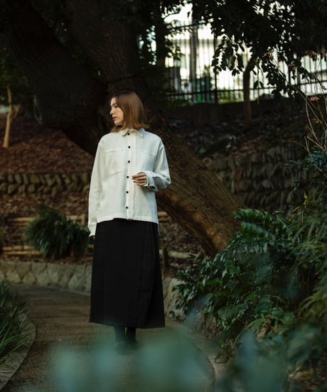 “UNFOLK CLASSIC” Enshu soft herringbone shirt jacket (Black)