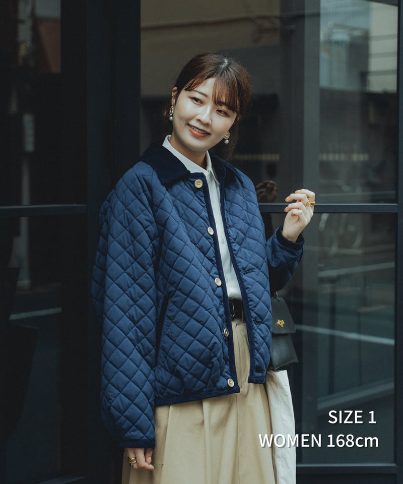 71 Diamond Quilt 2way blouson (Navy) | UNFOLK