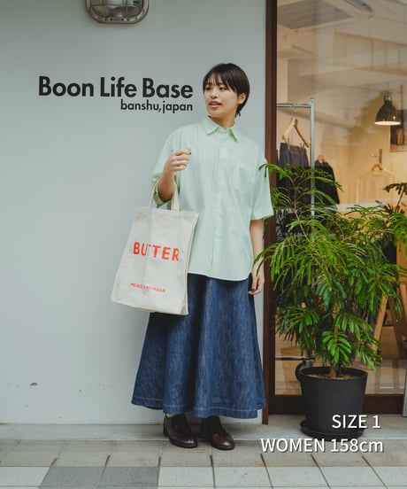 #-61 2way detachable collar short sleeve stripe shirt (Green)