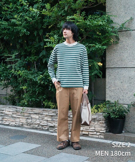 #-20 Heavy weight border long tshirt (Green)