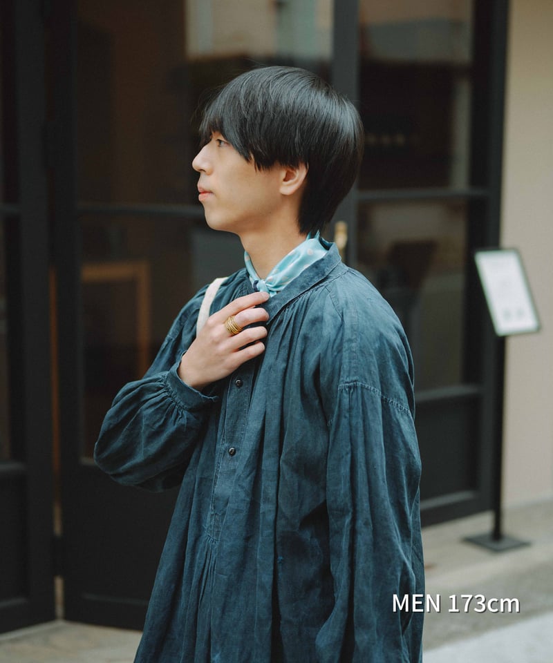 2026SS 先行予約】#-74 Hand print silk scarf (Blue)