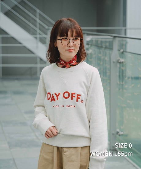 #-80 "DAYOFF" loose embroidery sweat (Ivory)