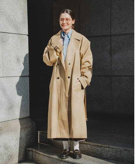 #-30 Ventile gabardine belted trench coat