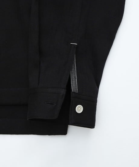 “UNFOLK CLASSIC” Enshu soft herringbone shirt jacket (Black)
