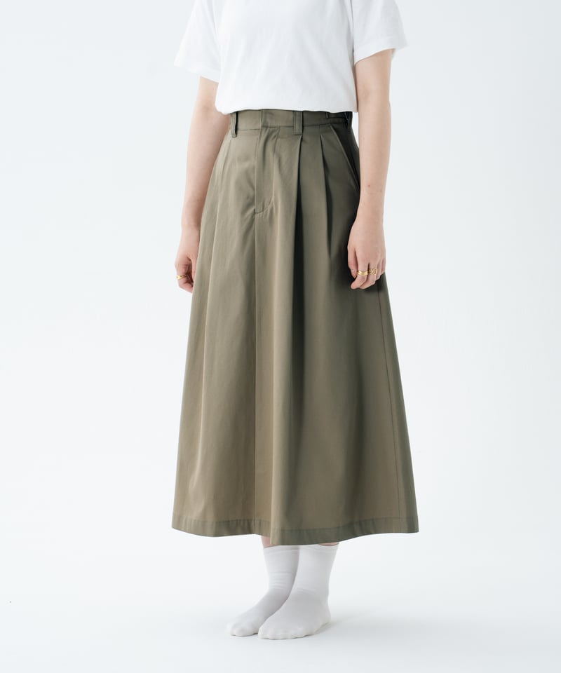 70 Ventile gabardine 2tuck skirt (Khaki) | UN