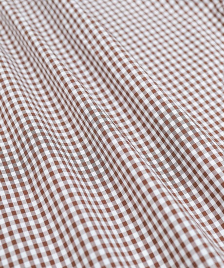 #-34 2way detachable collar gingham check shirt (Brown)