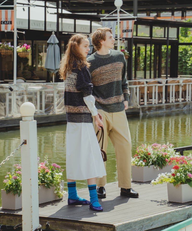 トップス UNFOLK Fair isle pattern jacquard knit 68 Fair isle pattern jacquard knit (Green) |