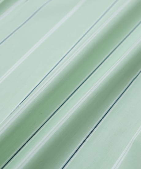#-61 2way detachable collar short sleeve stripe shirt (Green)