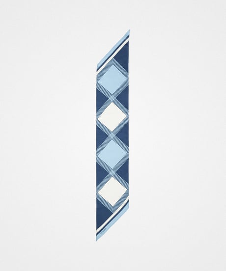 #-00 Hand print silk scarf (Blue)