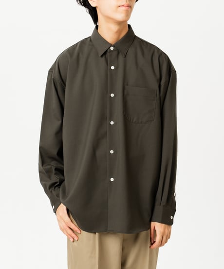 #-41 2way detachable collar wool shirt（Green）