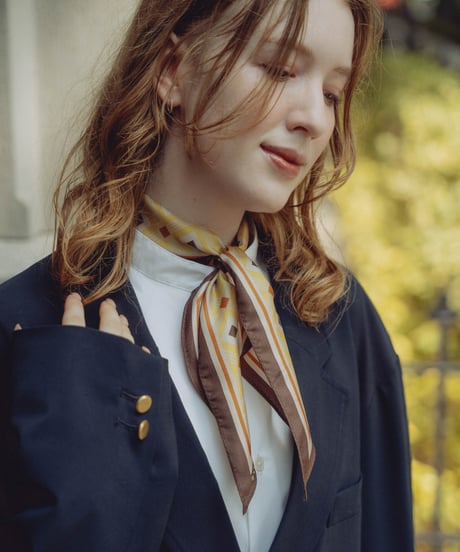 #-59 EX. Hand print silk scarf (Yellow)