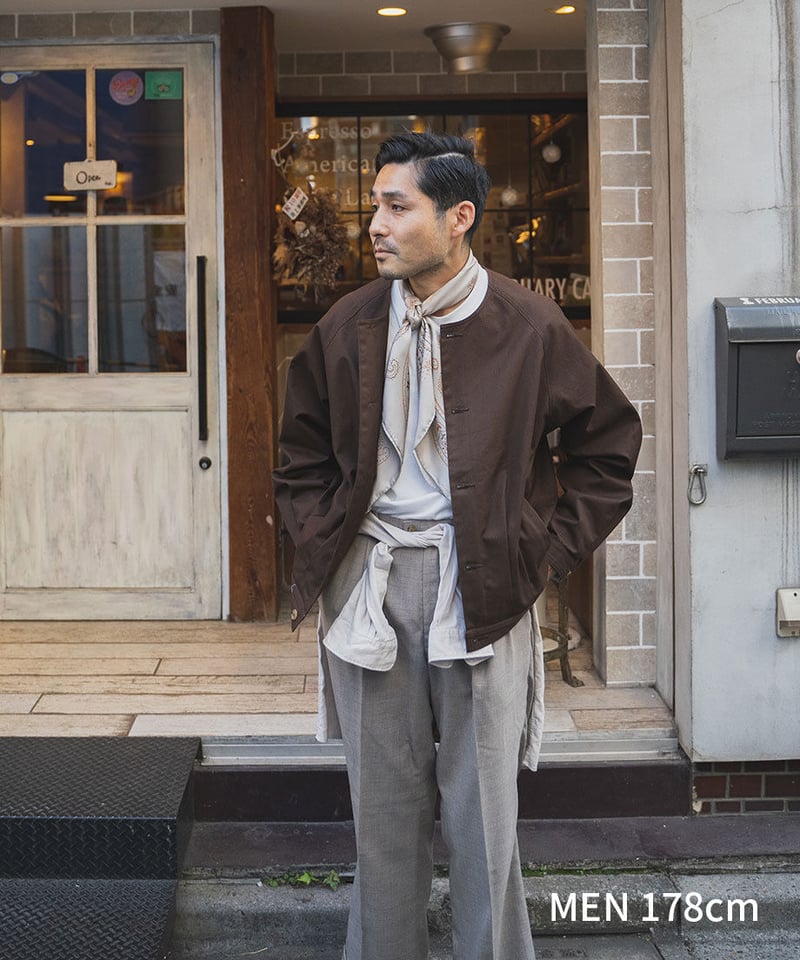 05 Ventile gabardine roundneck blouson (Brown
