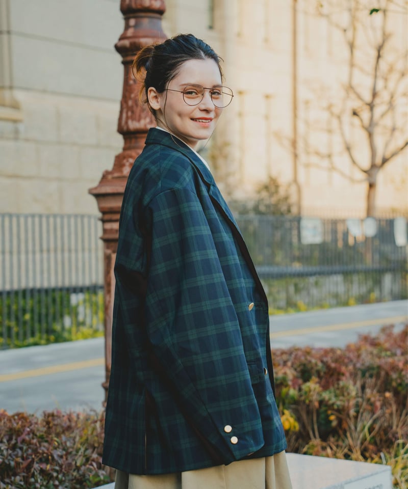 31 4B relax double check blazer (Green) | UNF