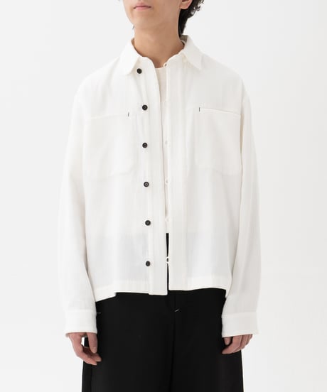 “UNFOLK CLASSIC” Enshu soft herringbone shirt jacket (White)