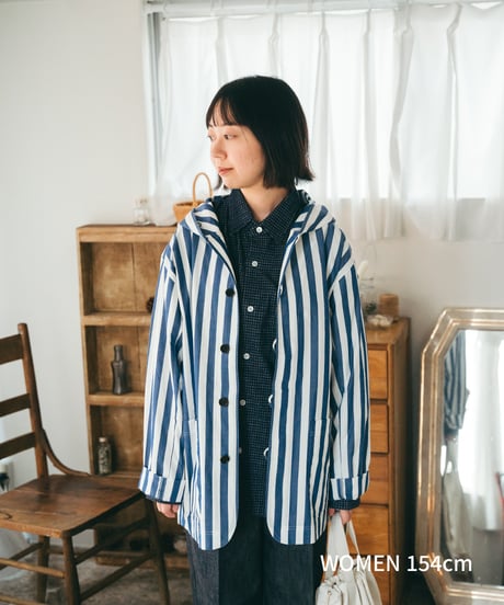 "UNFOLK CLASSIC" Banshu shuttle stripe shirt jacket