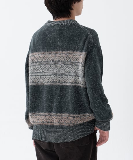 #-68 Fair isle pattern jacquard knit (Green)