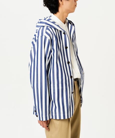 "UNFOLK CLASSIC" Banshu shuttle stripe shirt jacket