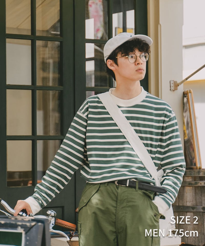 20 Heavy weight border long tshirt (Green) |