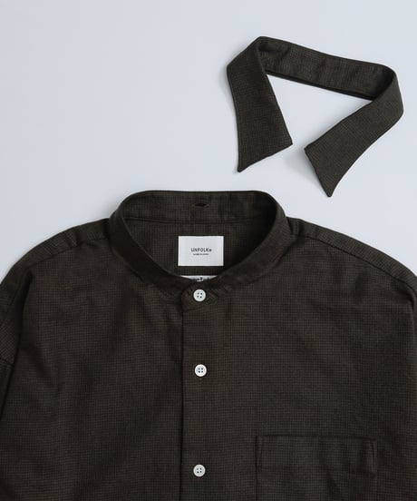 #-23 2way detachable collar check shirt (Green)