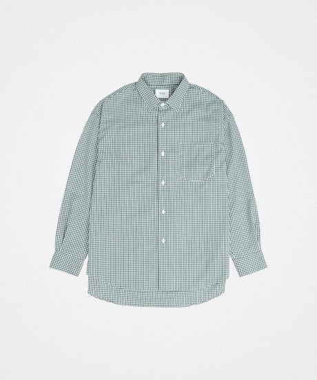 #-34 2way detachable collar gingham check shirt (Green)
