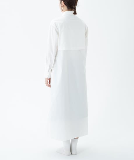 #-44 2way detachable collar shirt onepiece (White)