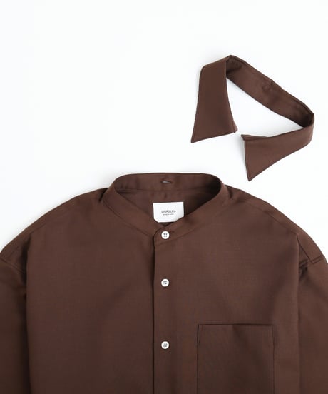 #-41 2way detachable collar wool shirt（Brown）