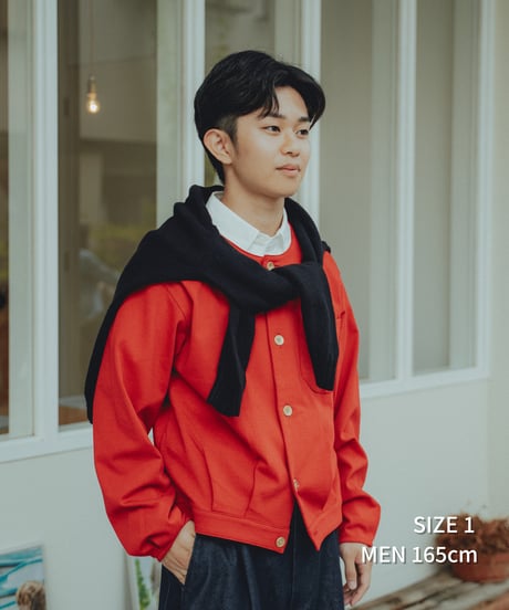 #-64 Heavy weight nocollar classic cardigan (Green)