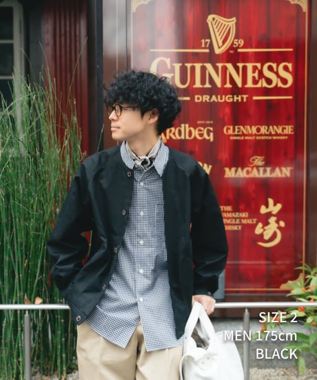 #-34 2way detachable collar gingham check shirt (Black)