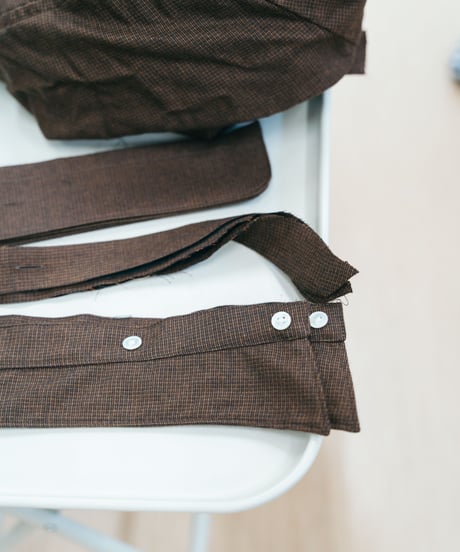 #-23 2way detachable collar check shirt (Brown)