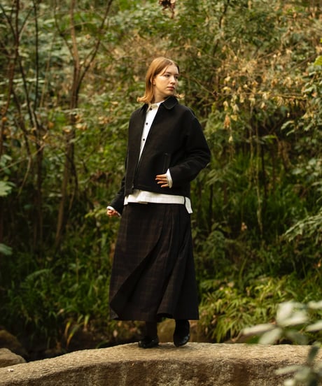 “UNFOLK CLASSIC” Enshu bokujyu coating madras check skirt