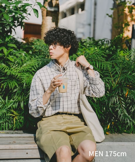 #-06 Windowpane check stand collar shirts