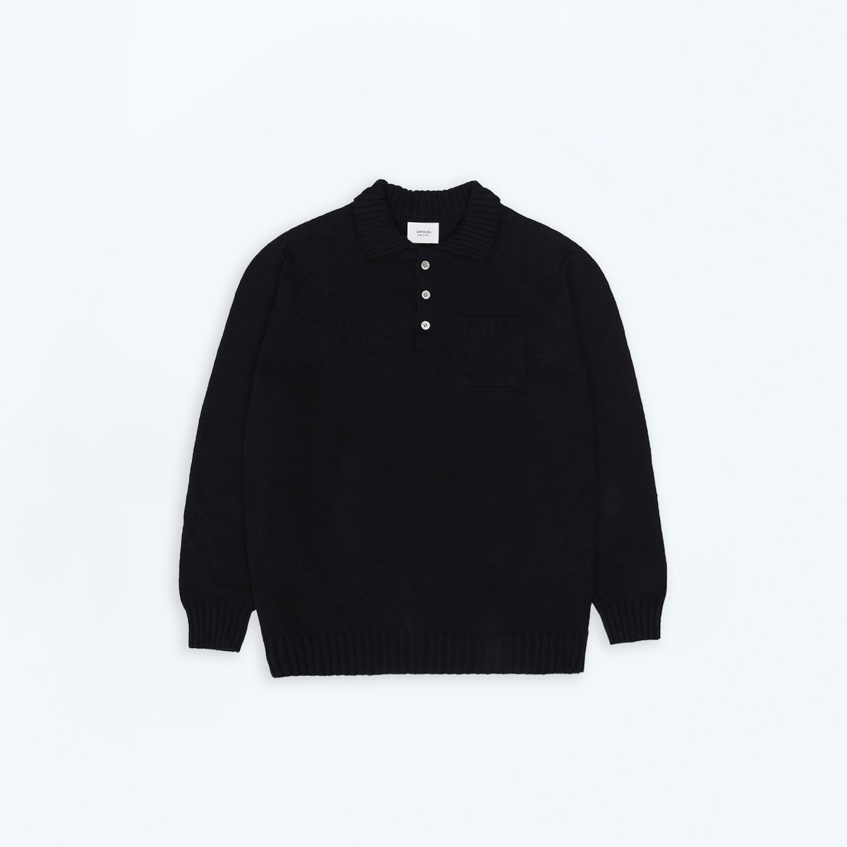 33 7×3G cotton knit polo (Black) | UNFOLK