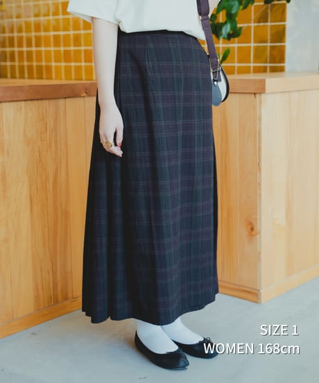 “UNFOLK CLASSIC” Enshu bokujyu coating madras check skirt