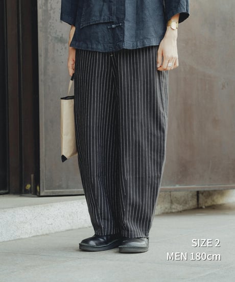 “UNFOLK CLASSIC” Banshu stripe pattern baloon pants