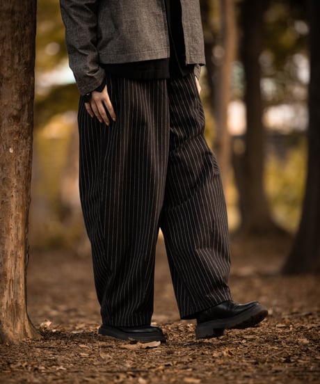 “UNFOLK CLASSIC” Banshu stripe pattern baloon pants