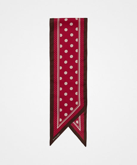 #-74 Hand print silk scarf (Red)