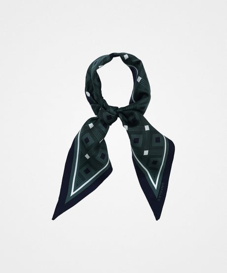#-59 Hand print silk scarf (Green)