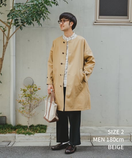 #-27 Reversible nocollar coat  (Beige)