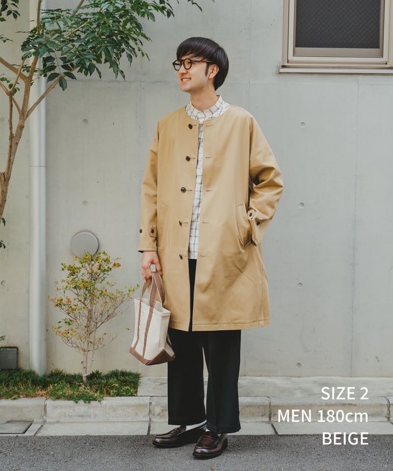 27 Reversible nocollar coat (Beige) | UNFOLK
