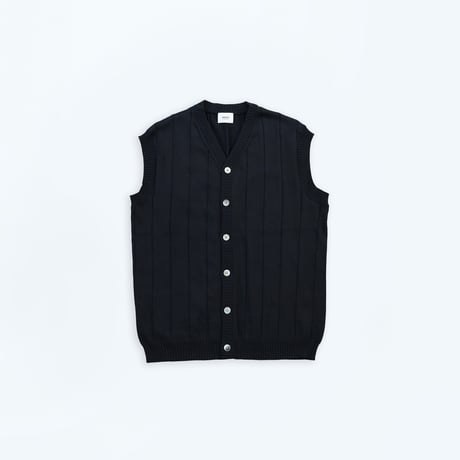 #-09 Giza cotton vneck knit vest (Black)