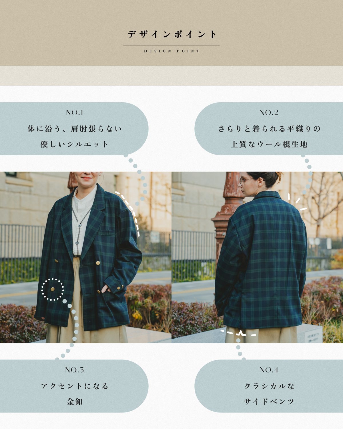 22 4B relax double blazer (Brown) | UNFOLK