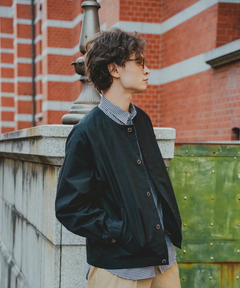 05 Ventile gabardine nocollar blouson (Black