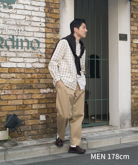 #-06 Windowpane check stand collar shirts